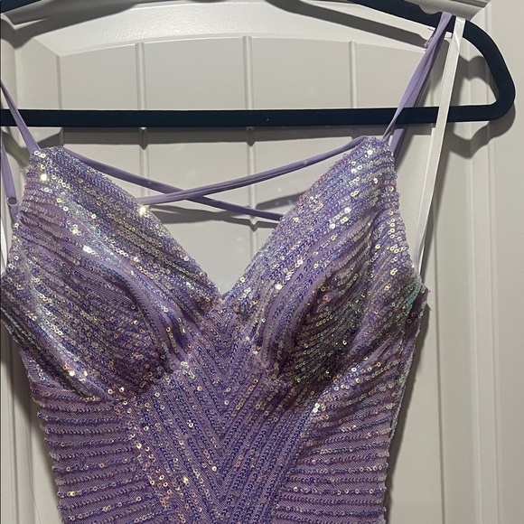 B Darlin Lavender Sequin Prom Dress - Picture 5 of 7